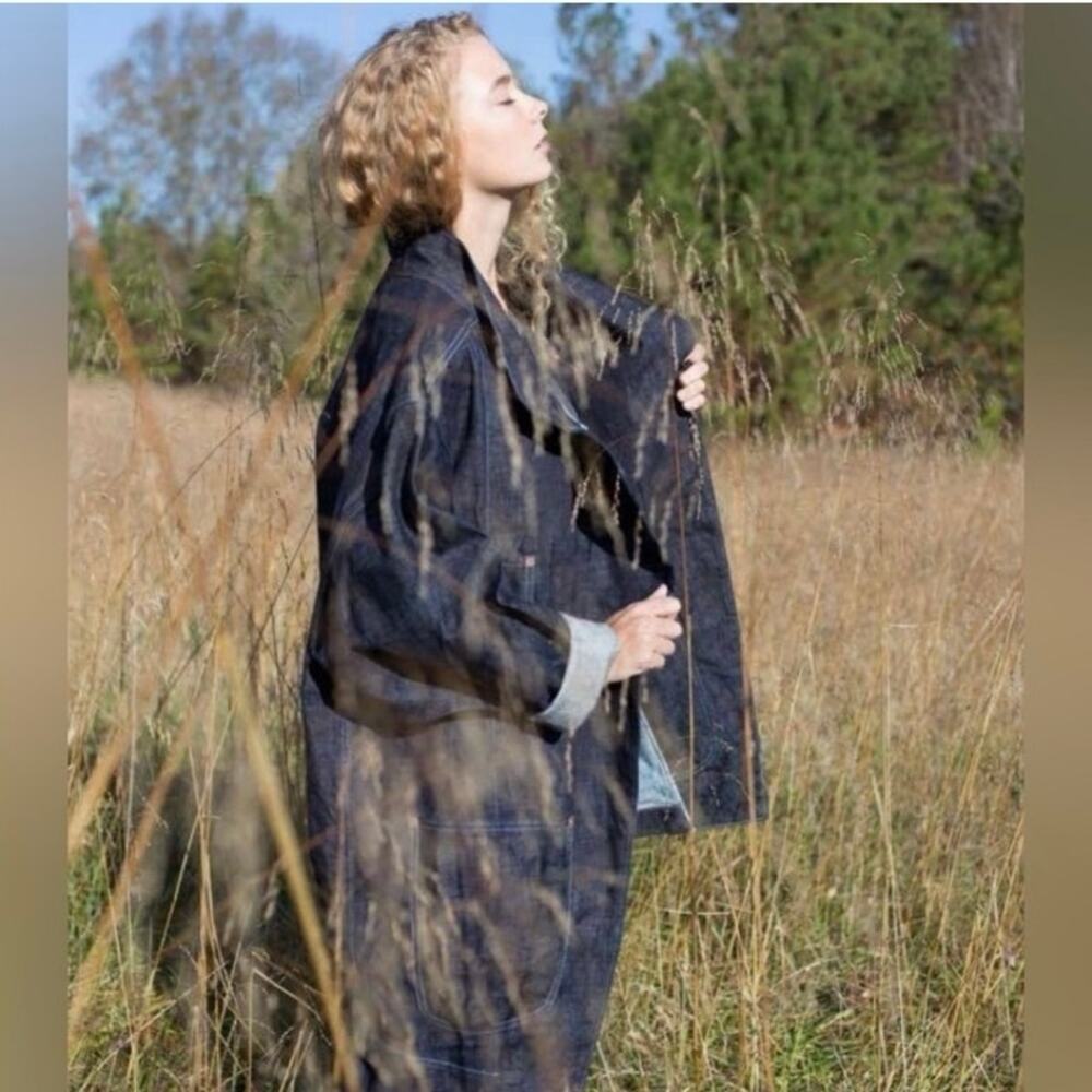 STATE the Label Dark Wash Denim Potter’s Coat Sz Large 100% Cotton